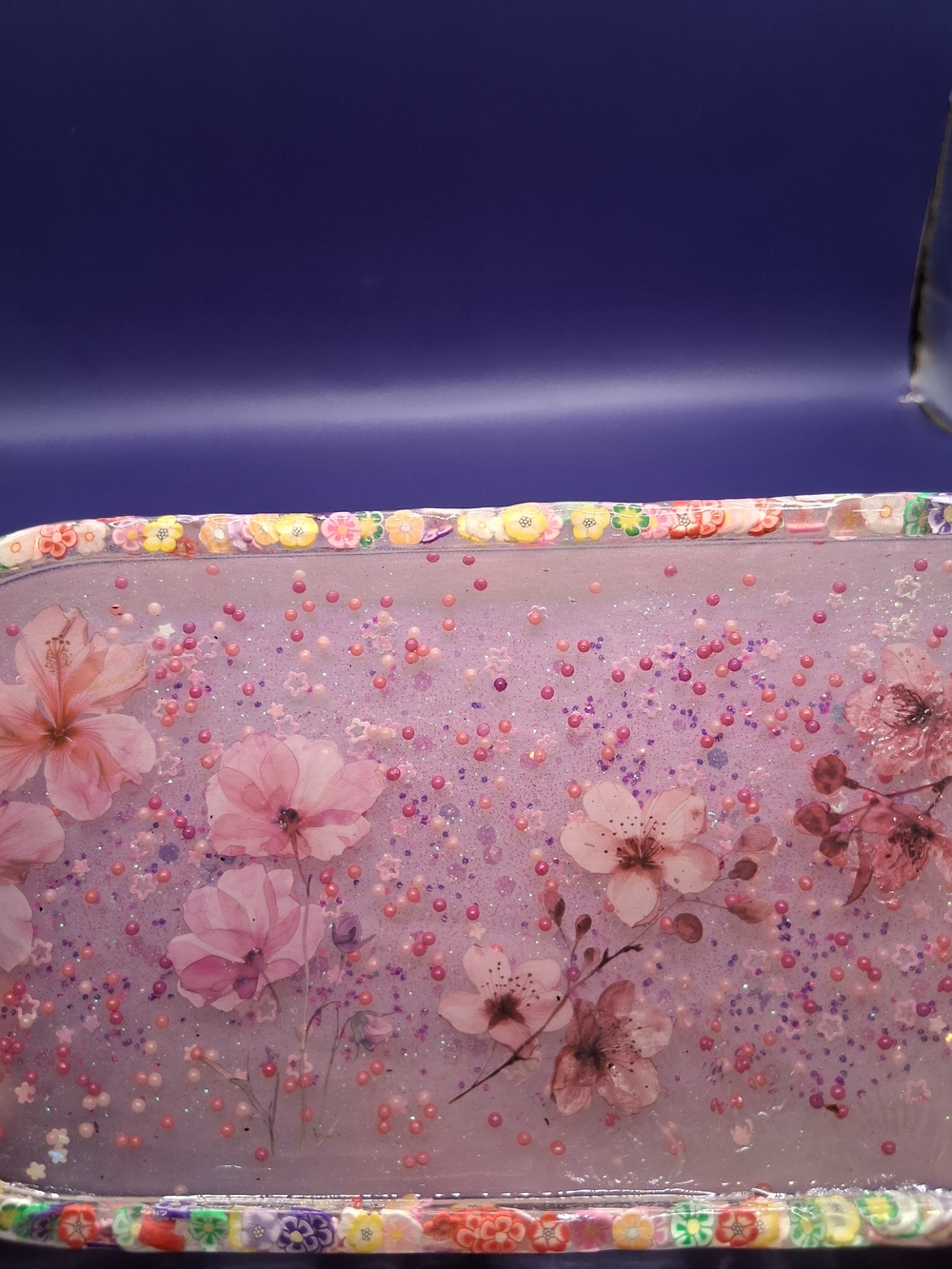 Floral Glitter Pink Cherry Blossom Tray